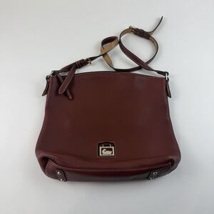 Dooney & Bourke Pebble Leather Large East/West Sac Cognac Brown Slouchy Hobo